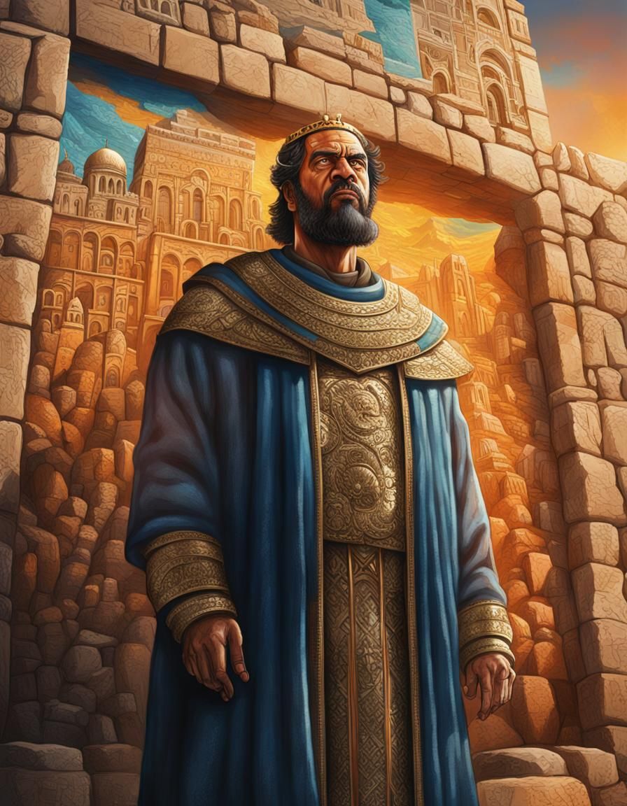 King Hezekiah and Jerusalem's Wall: Hyperrealistic Concept A...