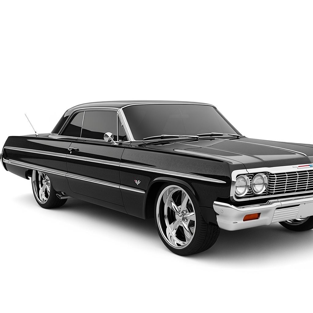 Custom Donk Car with Black Paint Job on Impala