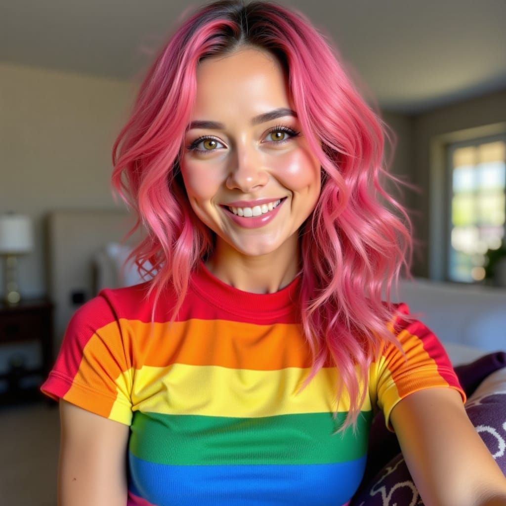 Lesley Bean in Lesbian Pride Colors