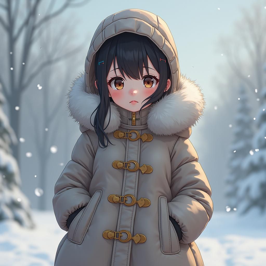 Anime Girl in Oversized Coat with Handcuffs