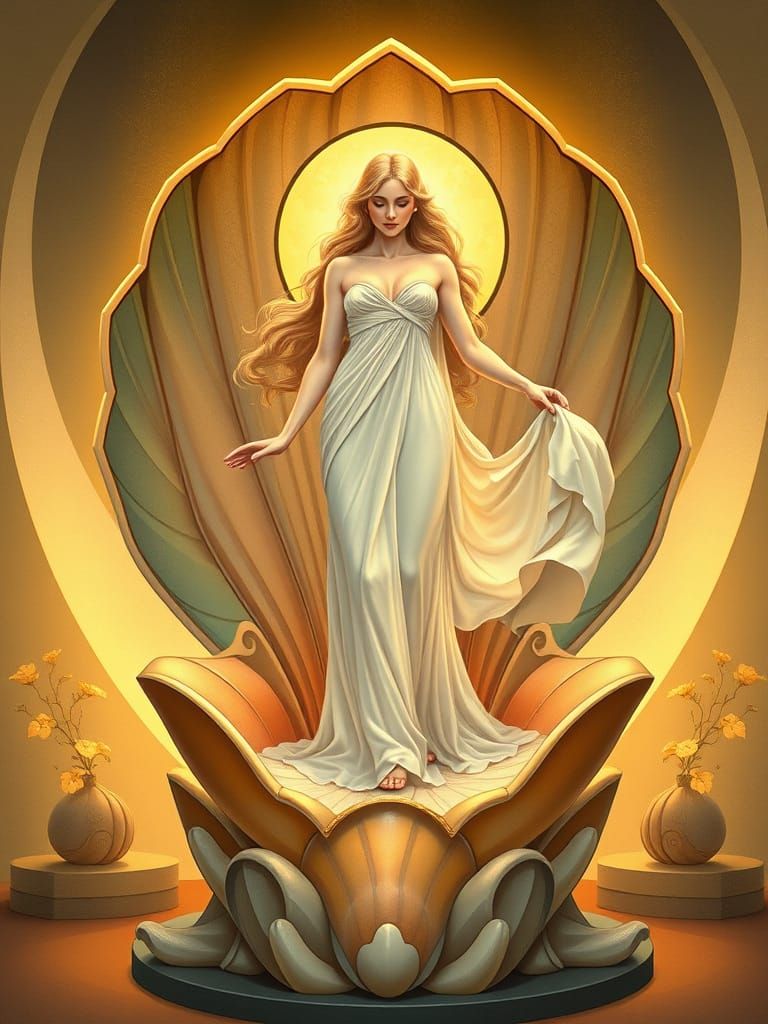 Aphrodite Enthroned in Art Nouveau Style