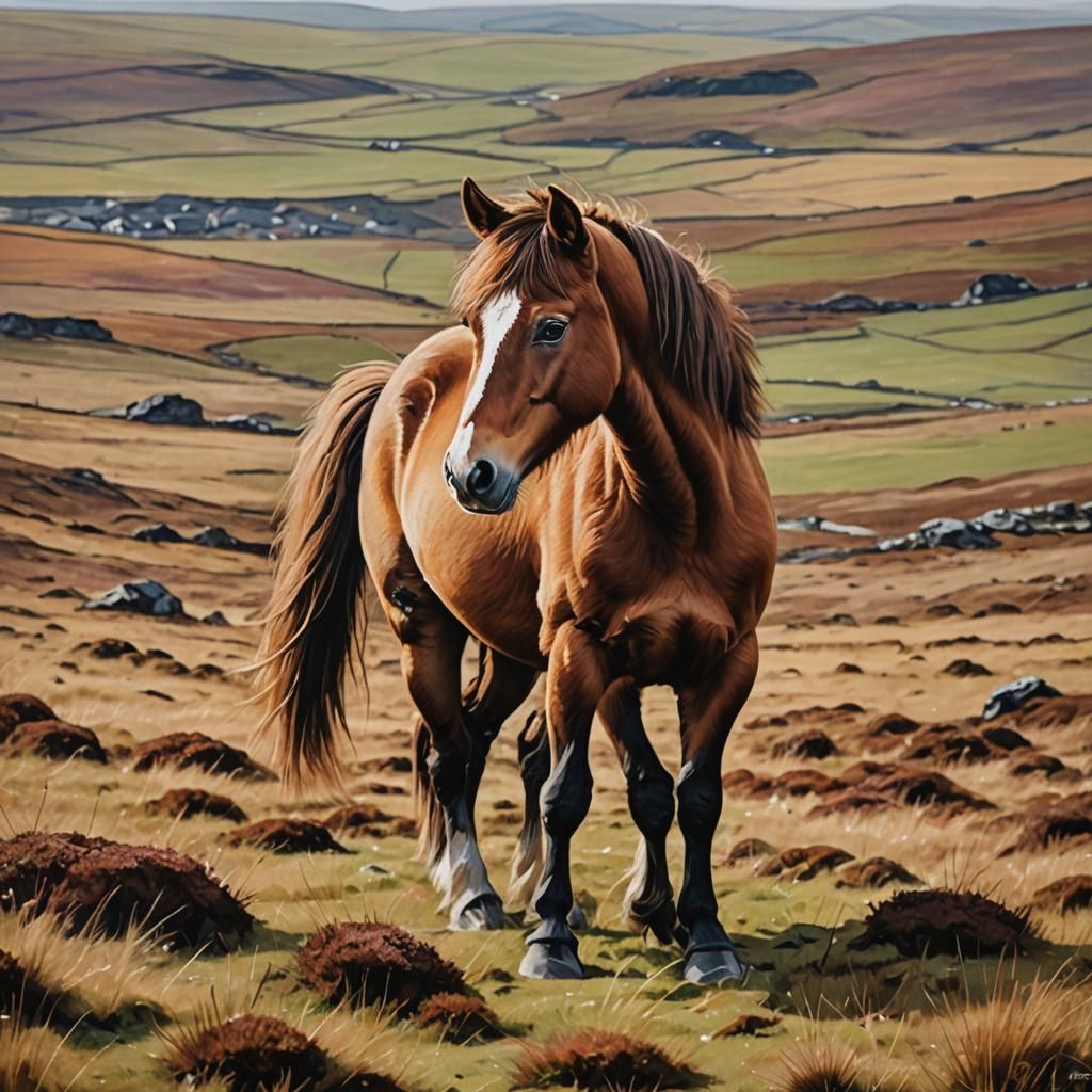 Brown Pony on the Moors: Abstract Art