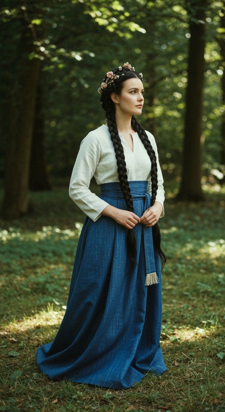 Traditional Vril Maiden Illustration in Vintage Style