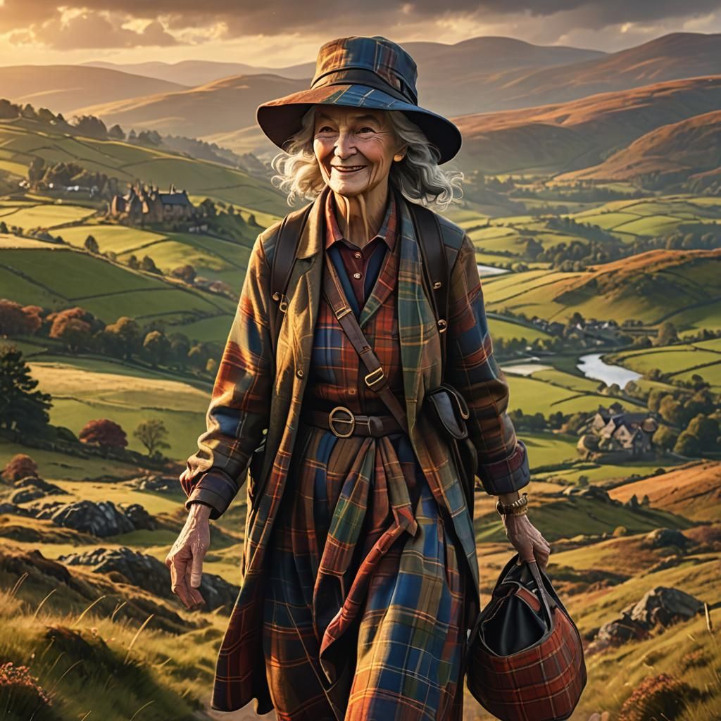 Whimsical Scottish Grandma Embarks on a Highland Adventure