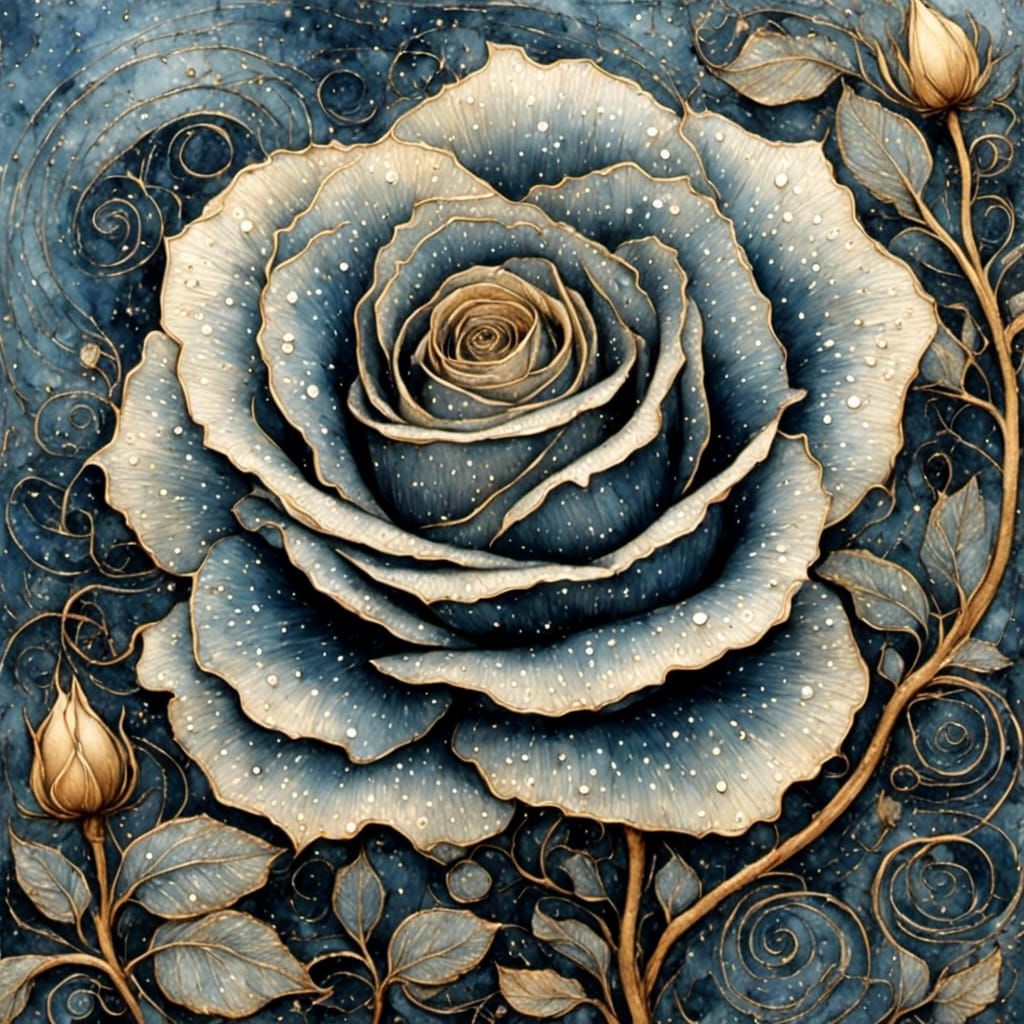 Rose in Art Brut Style, Soft and Detailed