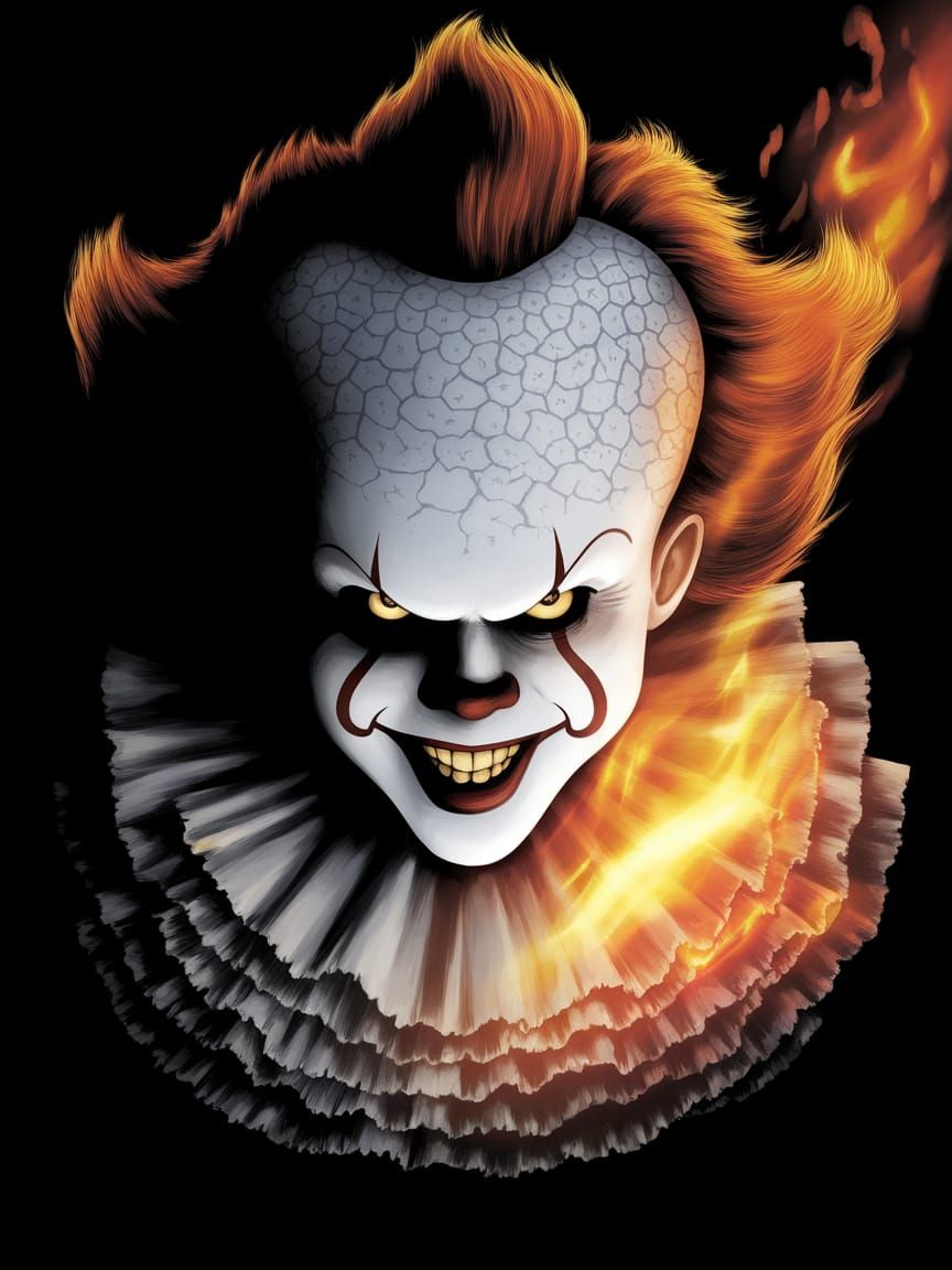Eerie Digital Art of Pennywise with Dancing Flames