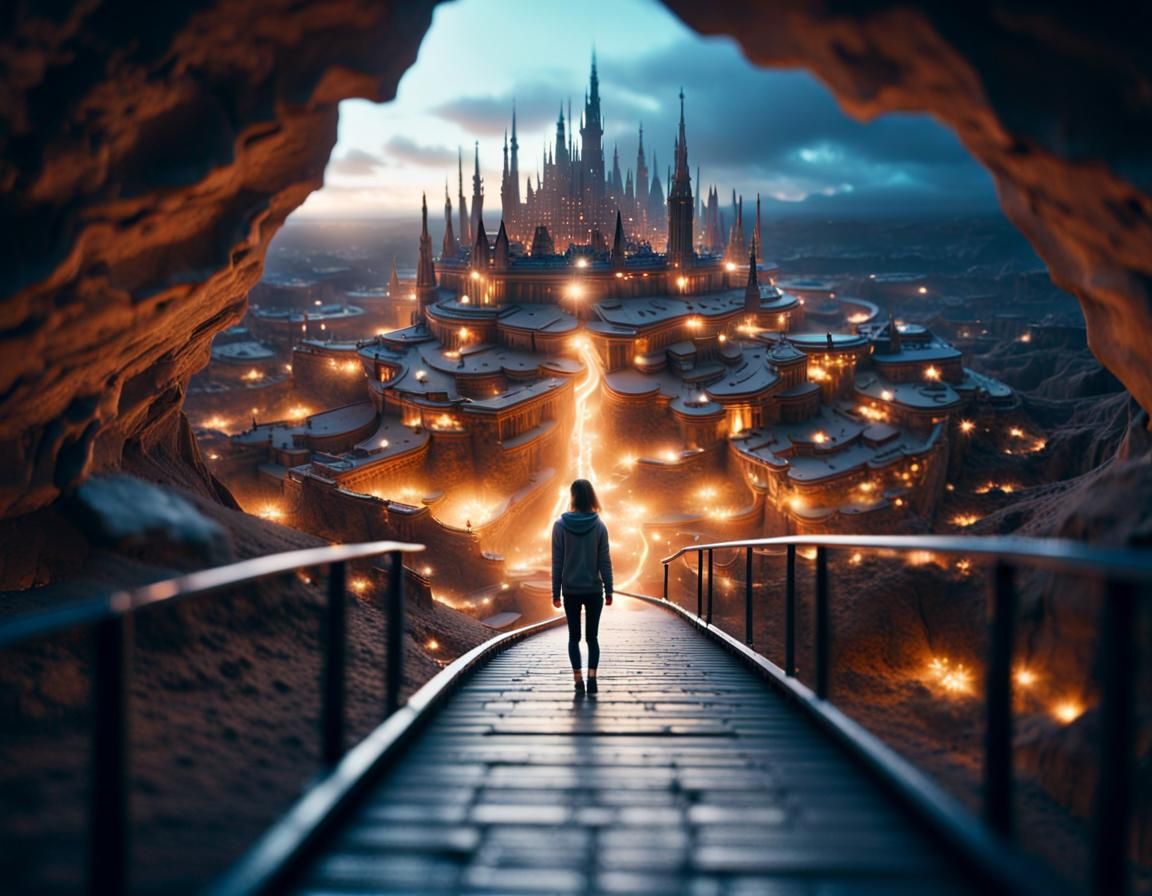 Magical Galactic Path with Teenager in Awe