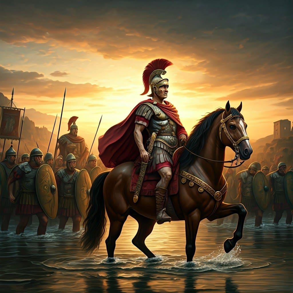 Ancient Roman General Leads Legions Across Rubicon River in ...