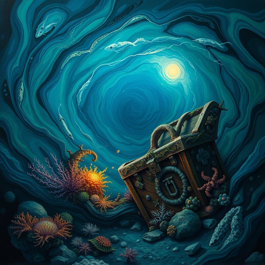 Mysterious Ocean Vortex in Impasto Style