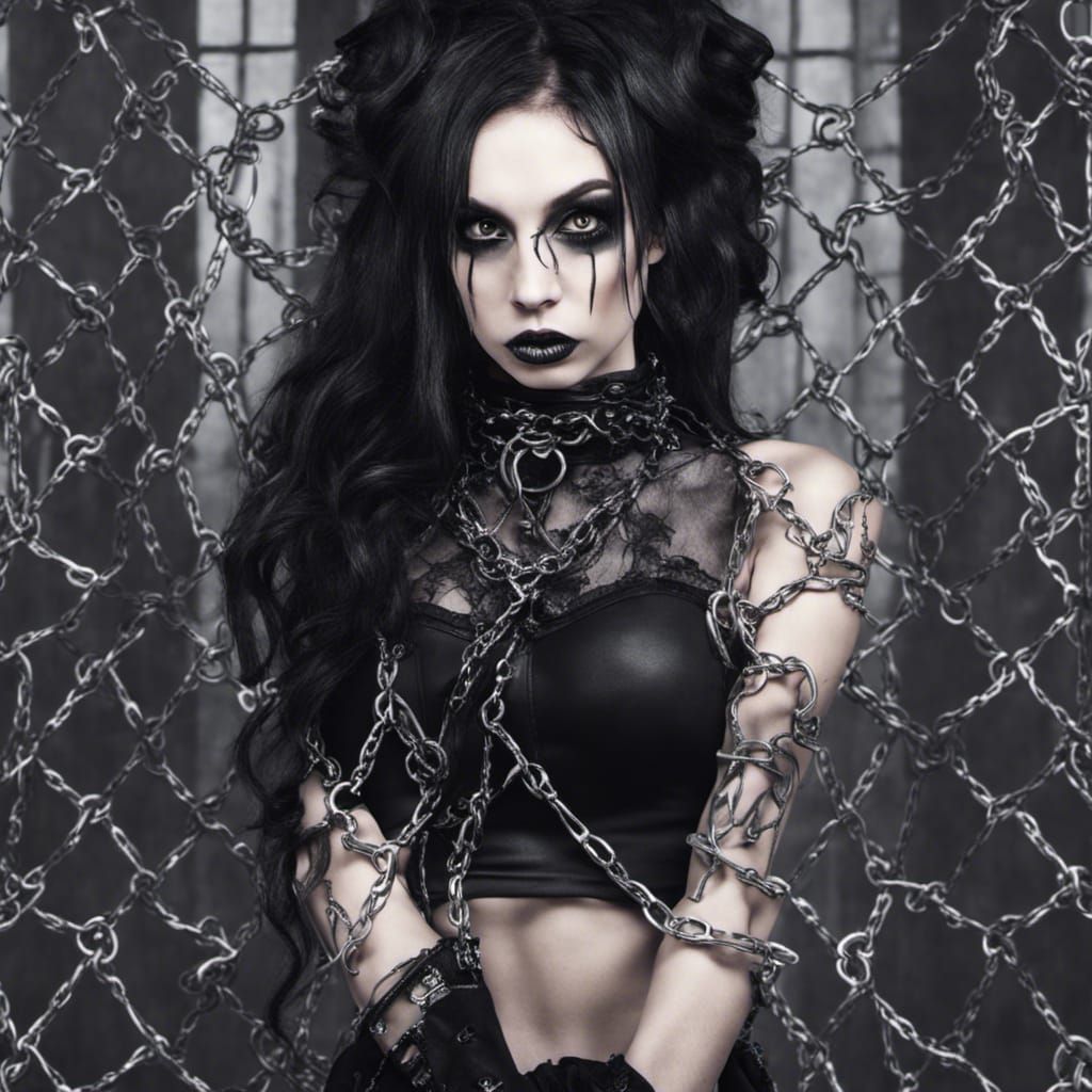 Gothic Woman Portrait in Chains