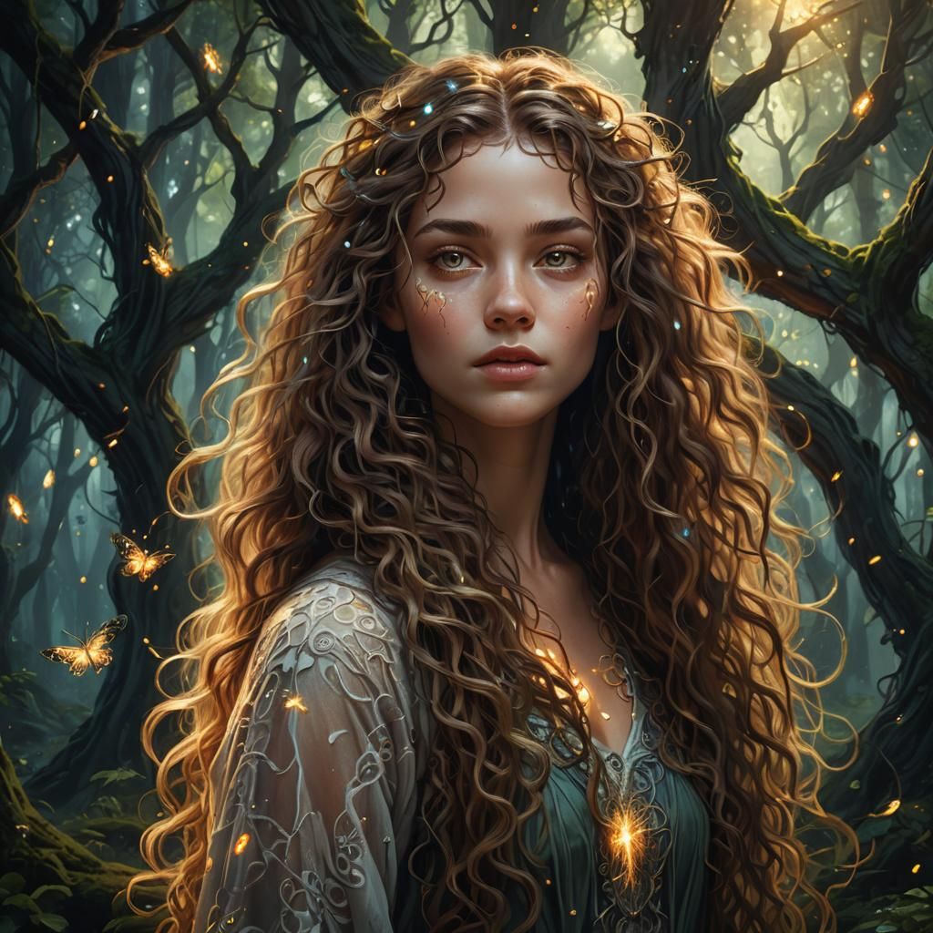 Mystical Forest Portrait in Digital Art Style