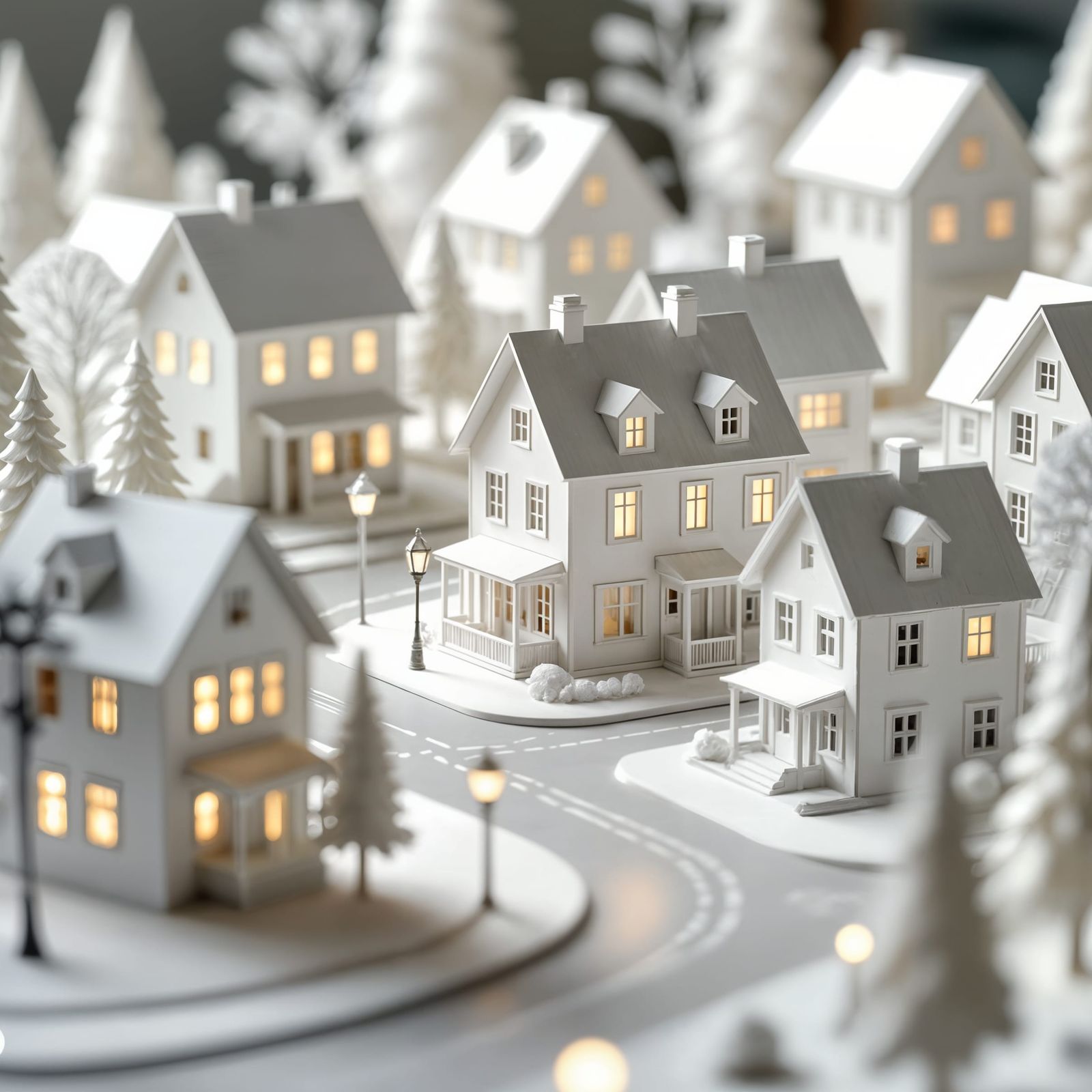Macro Photo of a Detailed Miniature Paper Village
