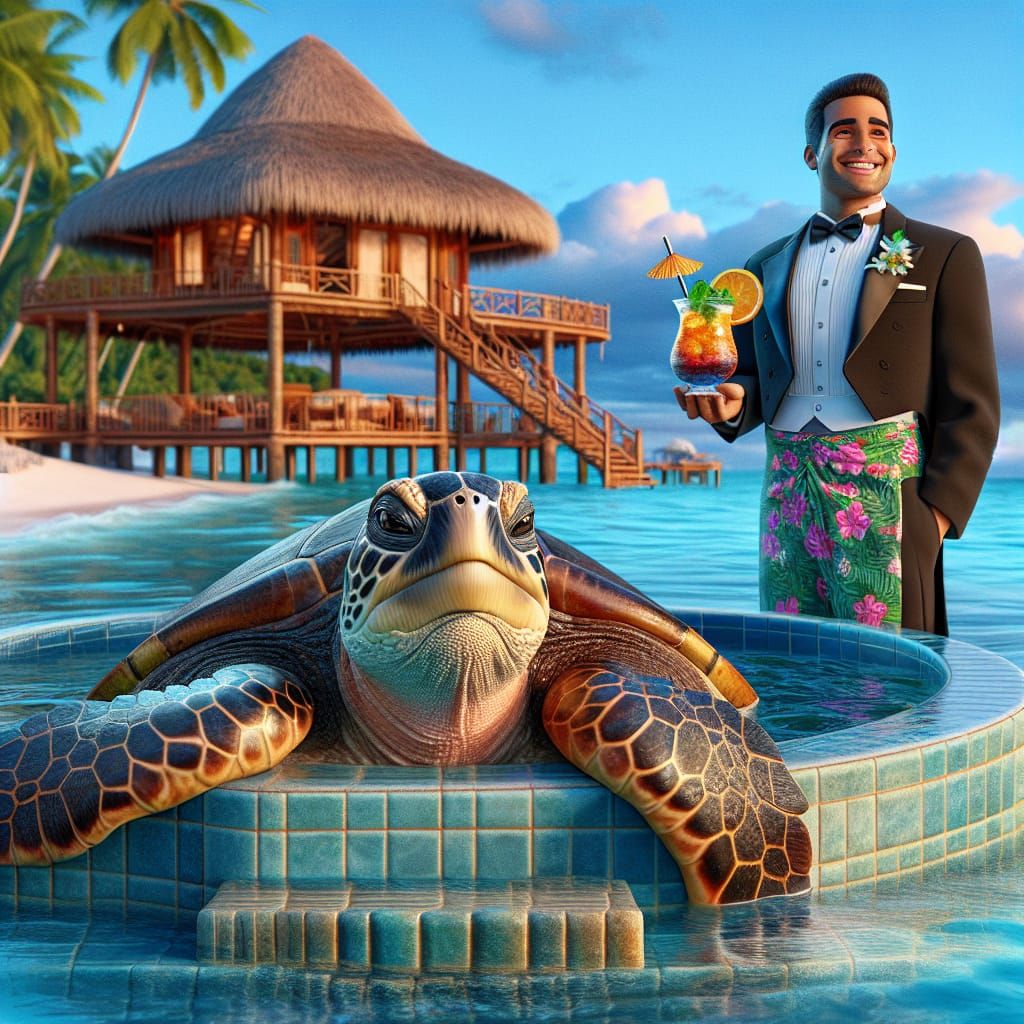 Turtle's Tropical Getaway: A Photorealistic Island Vacation