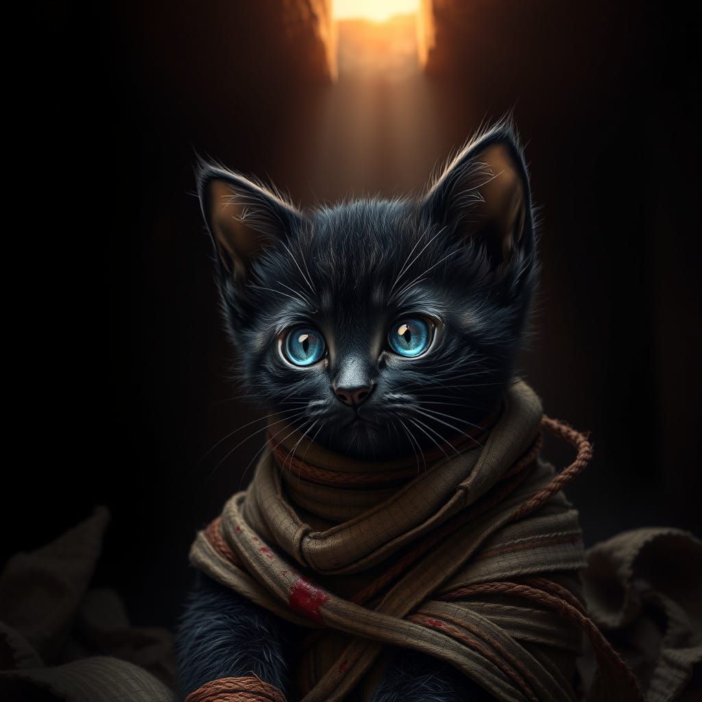 Egyptian Mummy Kitten in Golden Sunset Hues