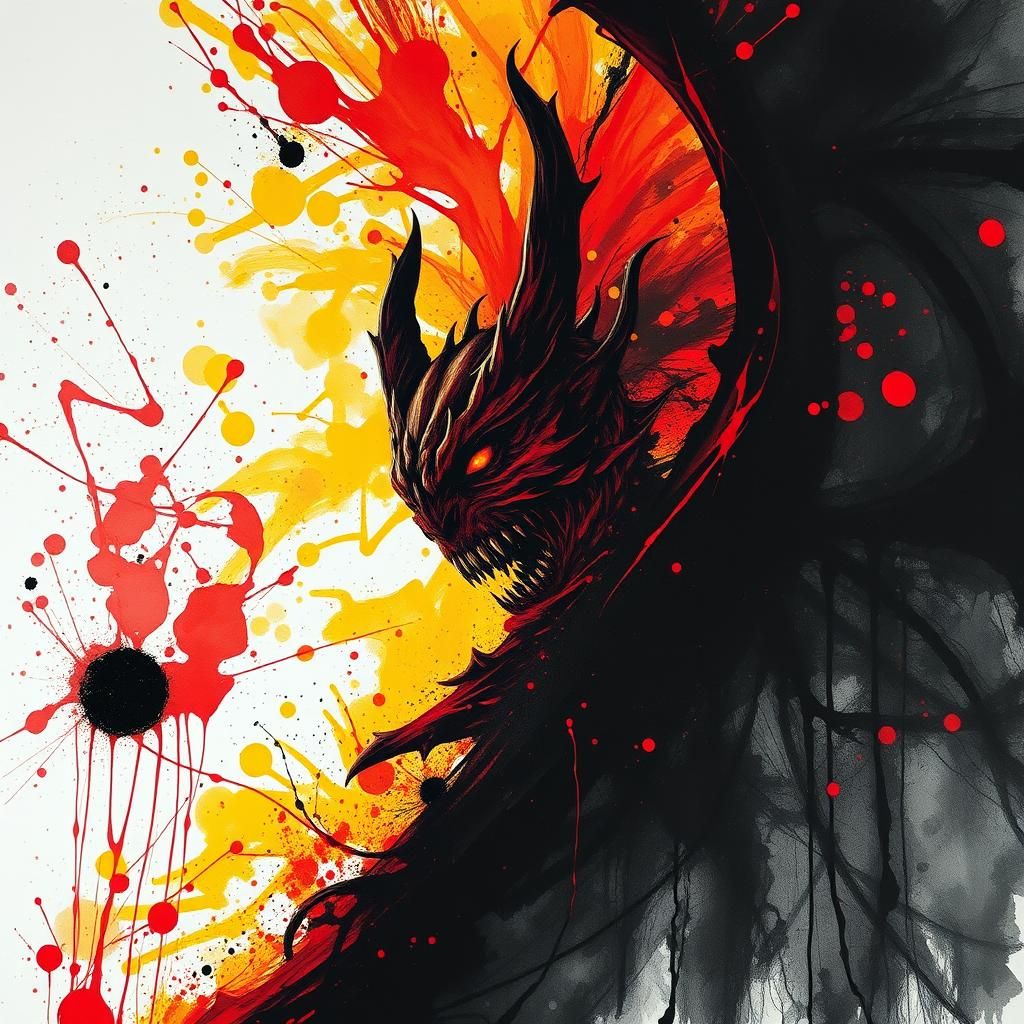 Dramatic Dracula Shadow in Liquid Watercolor Style