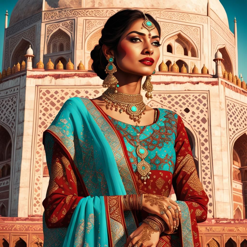 Indian Beauty in Digital Art Inspired by Rajasthani Folk Art