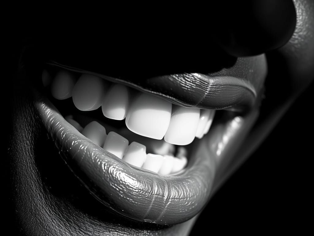 Close-Up Smile in Dramatic Shadows