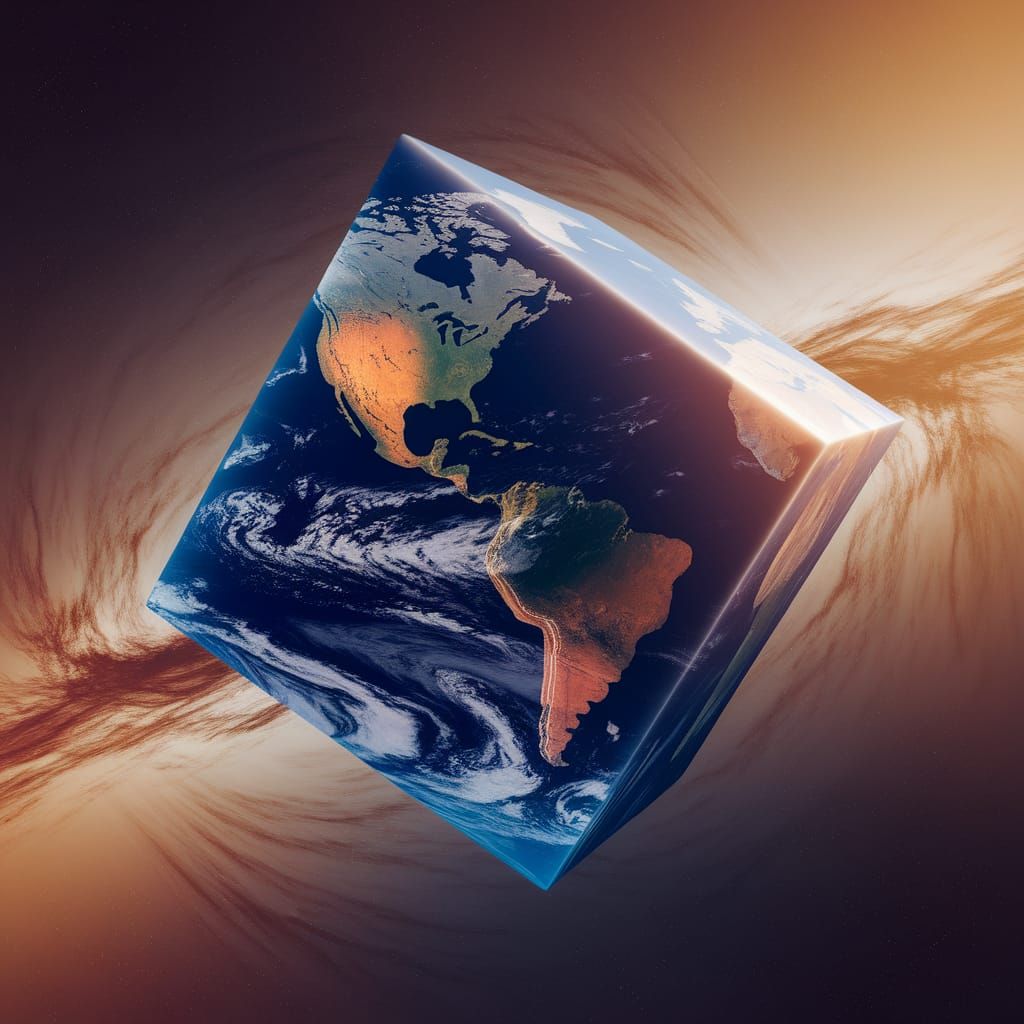 Surreal Cosmic Vision of Earth in Golden Light