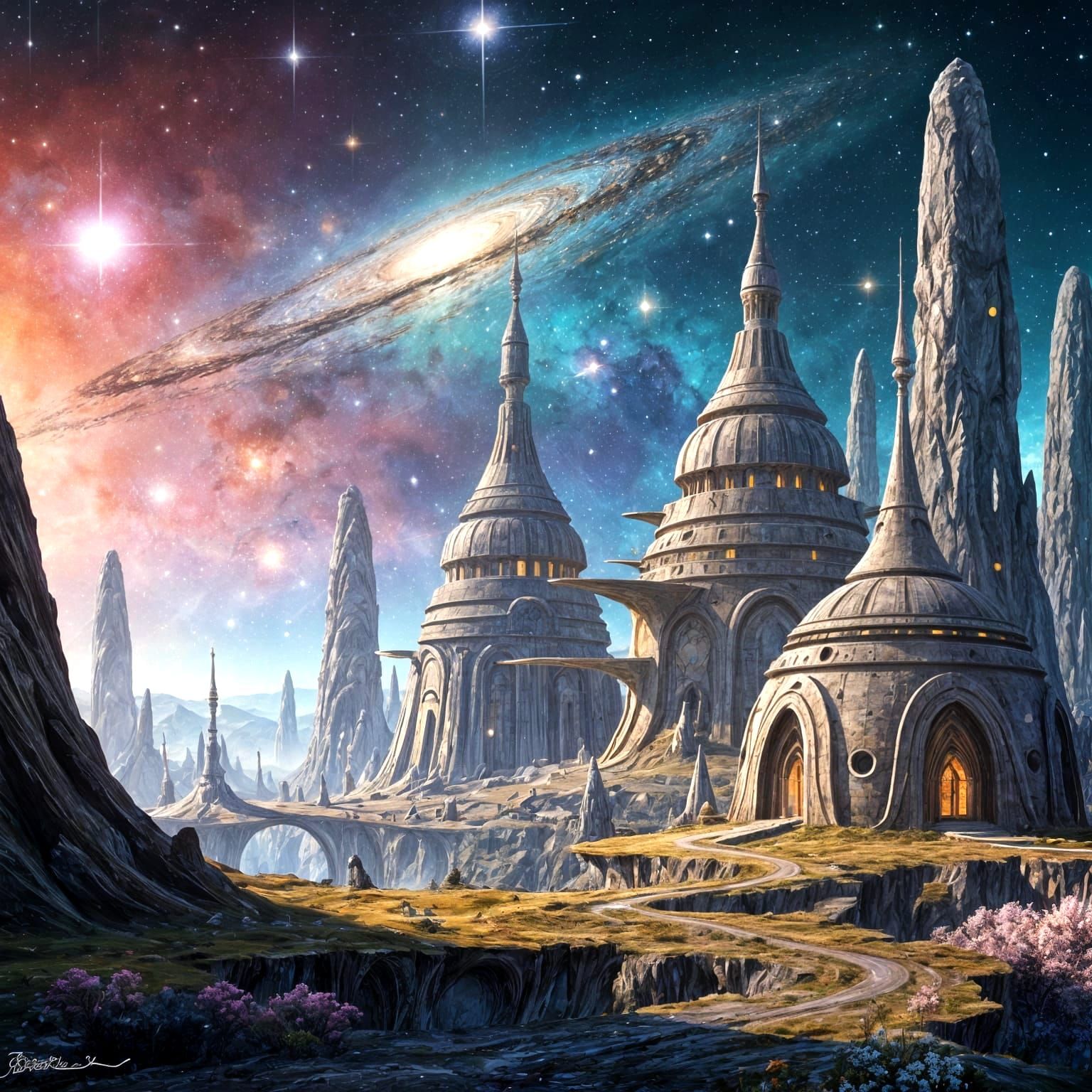 Cosmic Impasto Art of Inclined Structures