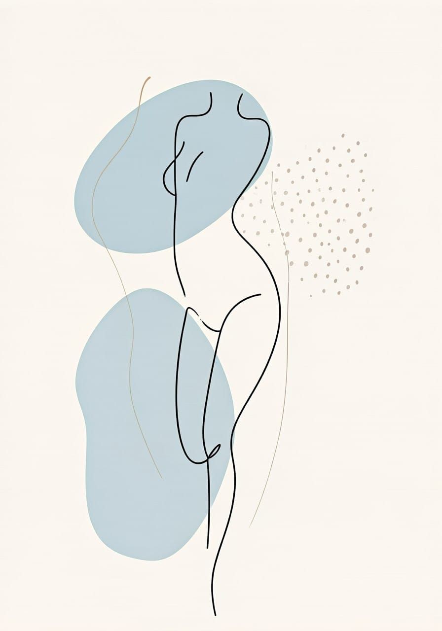 Elegant Minimalist Line Drawing of an Abstract Woman