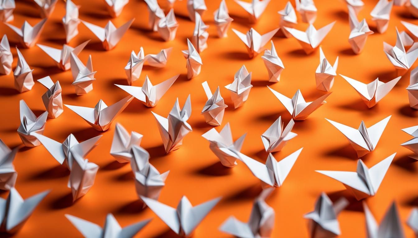 Orange Origami Papercraft: Divine Light Creation