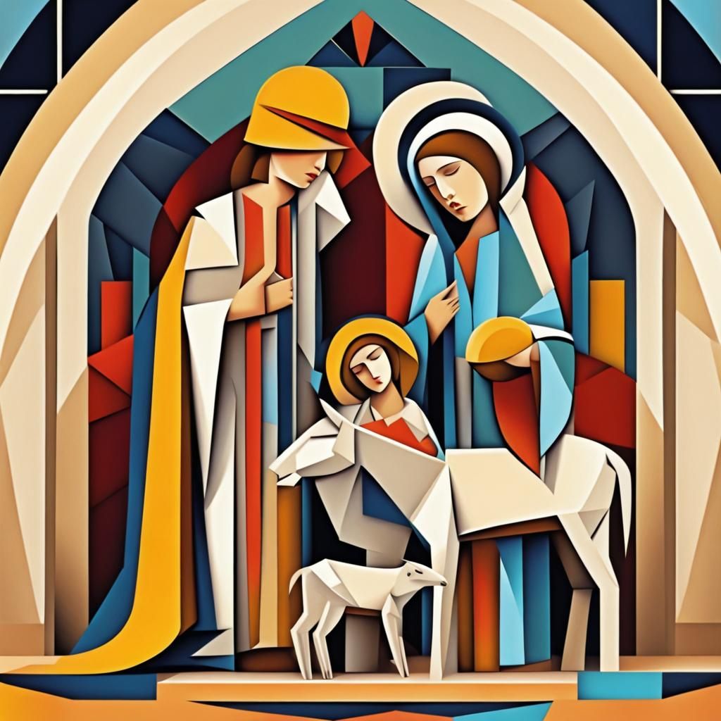 Art Deco Nativity in Cubist Geometric Style