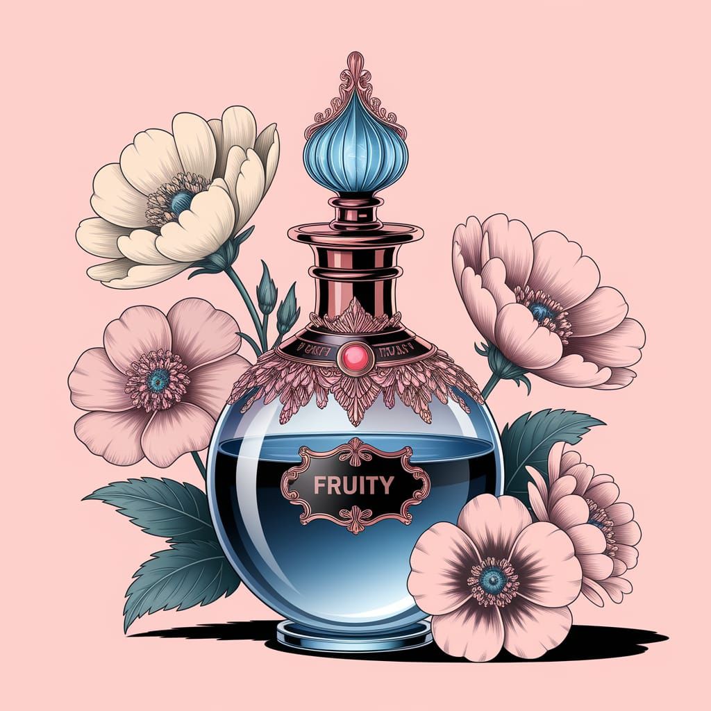 Elegant Fruity Potion in a Delicate Glass Bottle