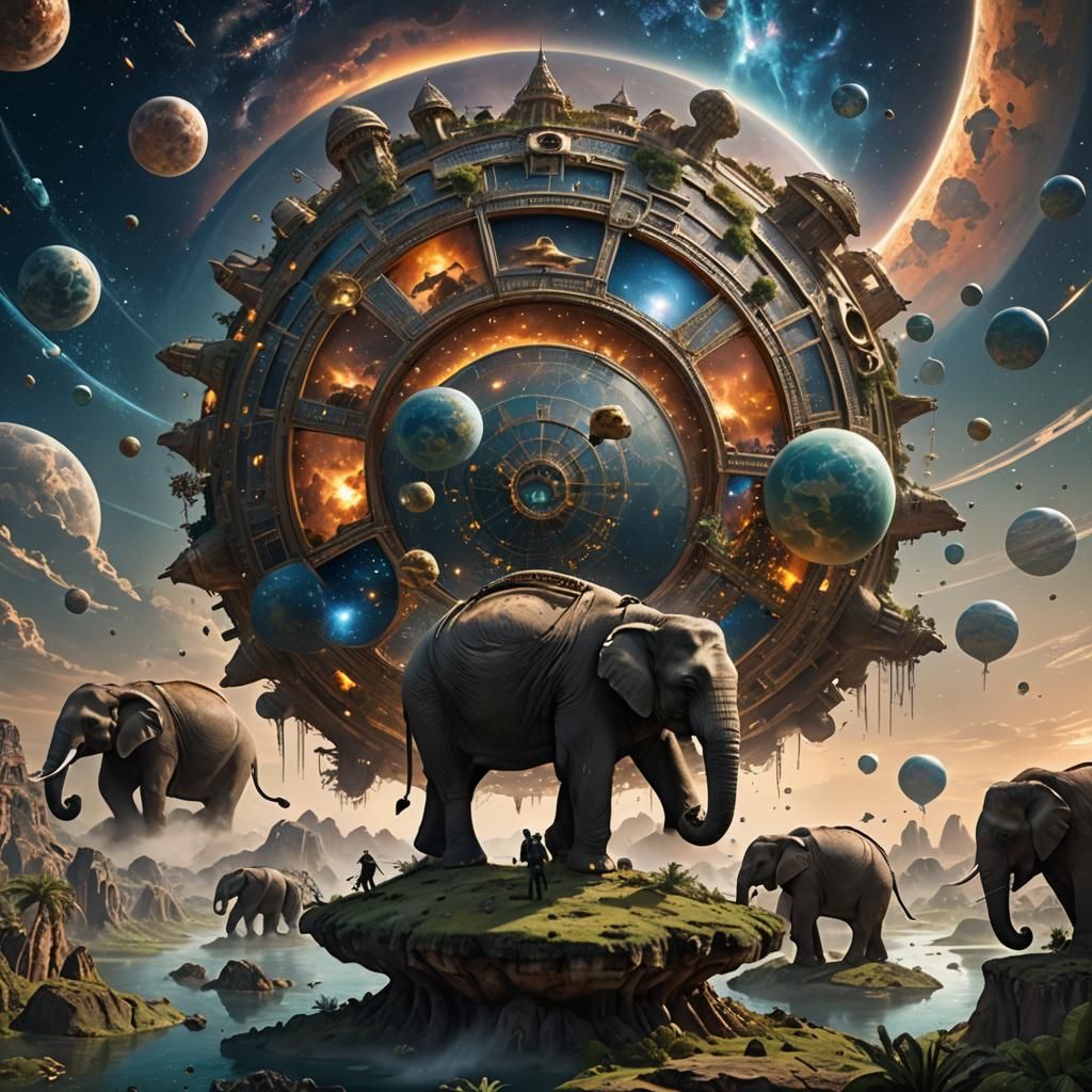 Discworld on a Giant Turtle in Space