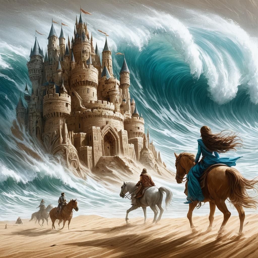 AI-Generated Sandcastle on the Beach