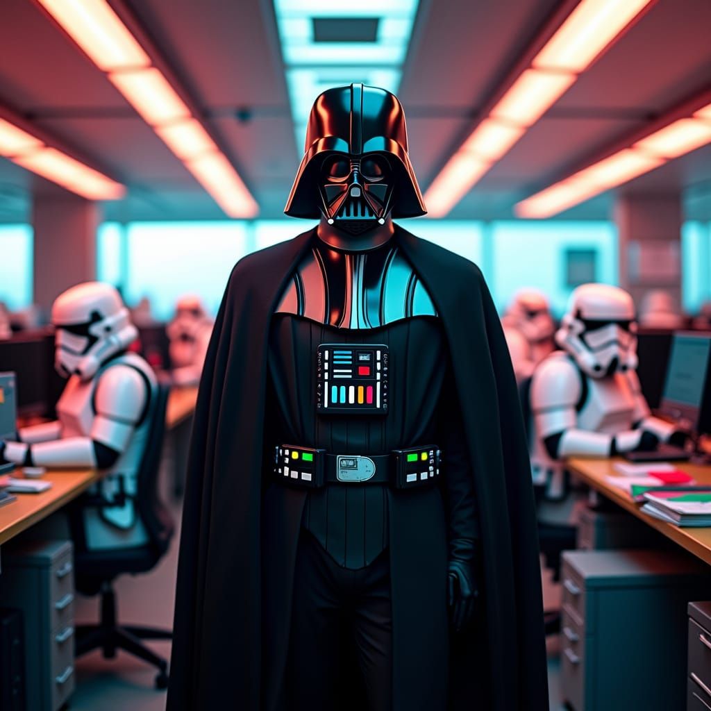 Darth Vader in a Multicolored Office