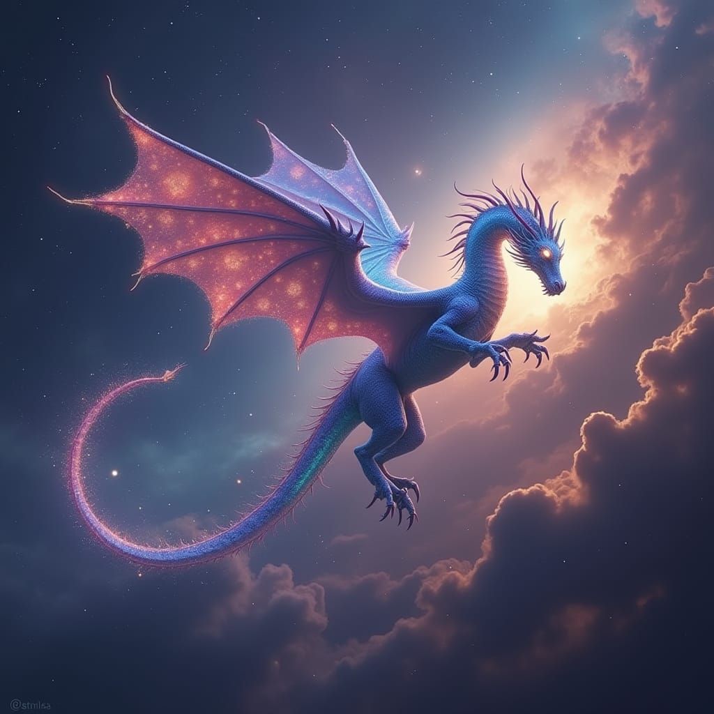 Celestial Dragon Embodies Distant Galaxies in Cosmic Dance