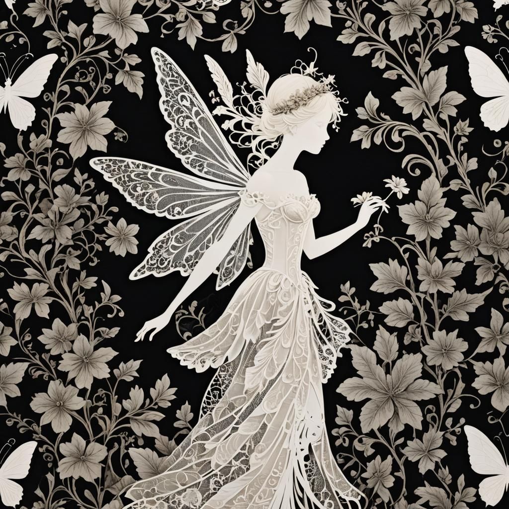 Romantic Fairy Silhouette in Baroque Style