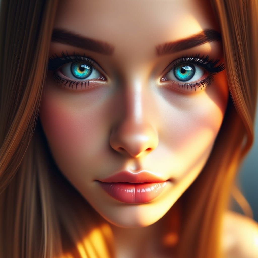 Mesmerizing Blue-Eyed Woman in Art Nouveau Style