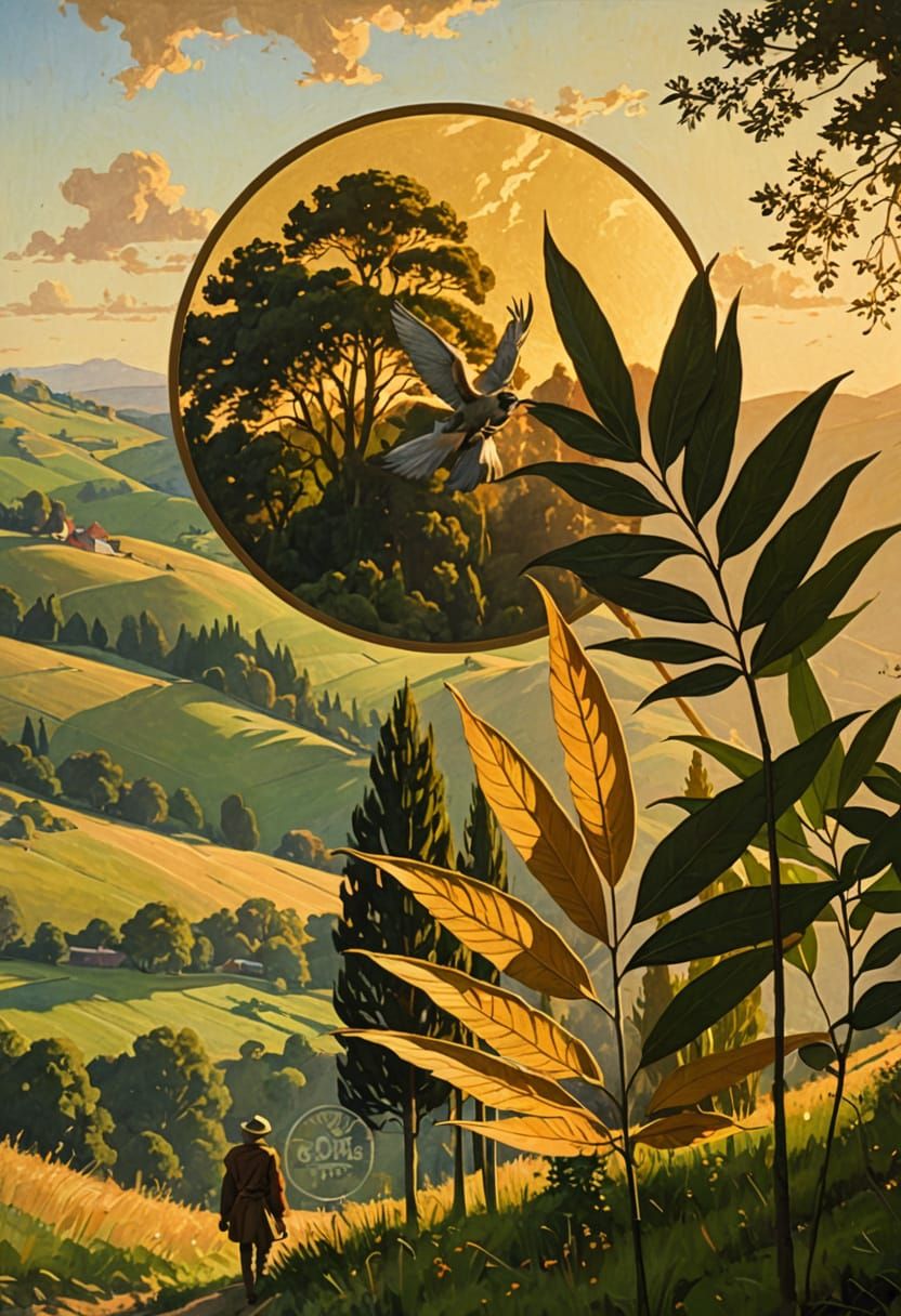 Ethereal Landscape with Figure in Warm Light