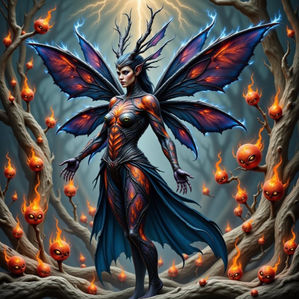 Fiery Ladybug with Ice Flames and Lightning