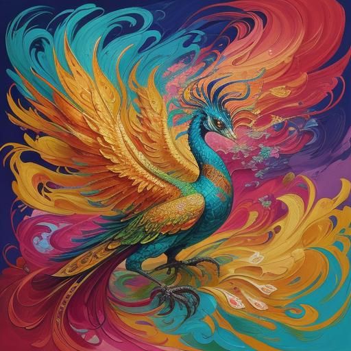 Dragon Peacock Woman in Abstract Expressionism