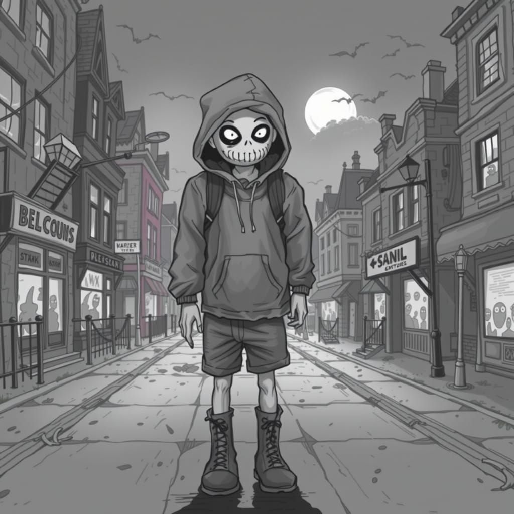 Eerie Halloween Costume Drawing in Ito Style