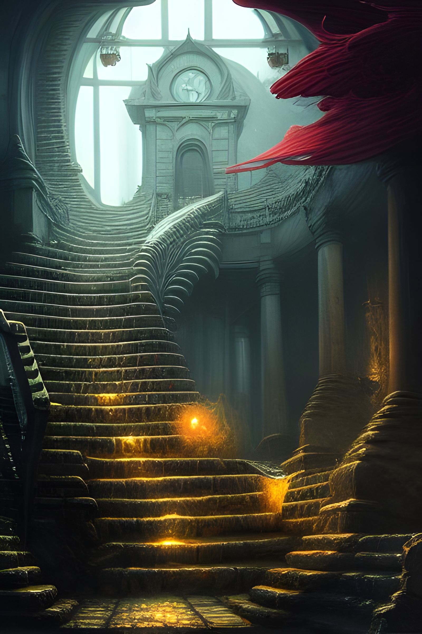 Stairway to Undertown in Dark Fantasy Style