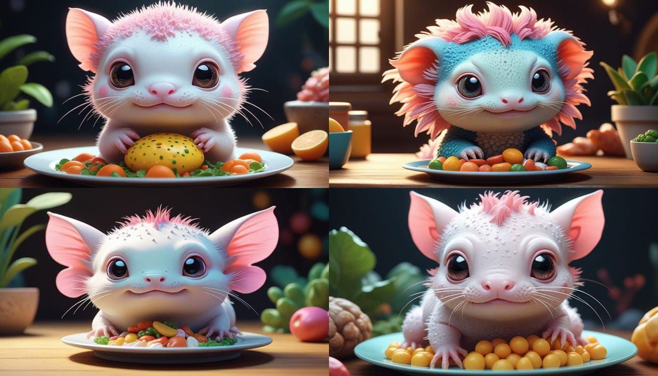 Kawaii Axolotl with Cute Text