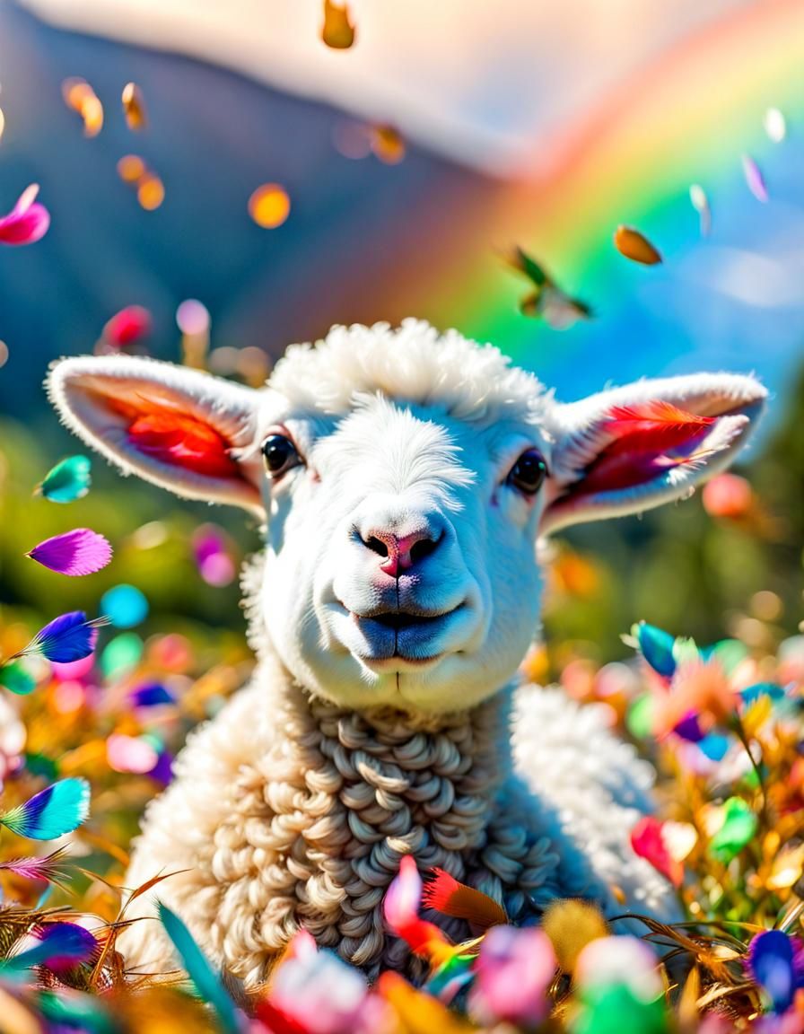 Multicolored Iridescent Creature Basks in Rainbow Light