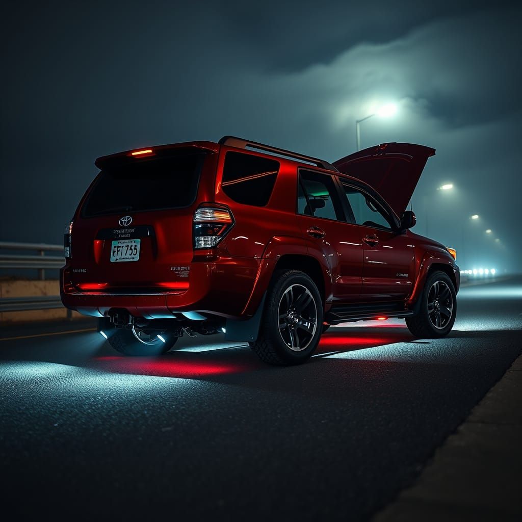 Sleek Fire Engine Red 4Runner Hot Rod on Oregon Coast Highwa...