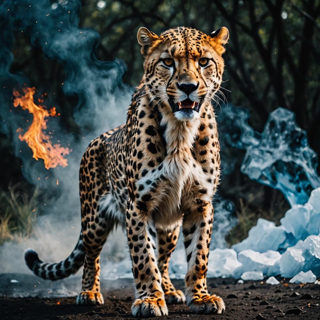 Dramatic Fire to Ice Cheetah Transformation