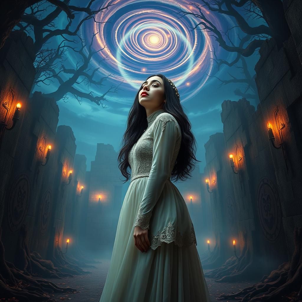 a surreal journey through a dreamlike labyrinth