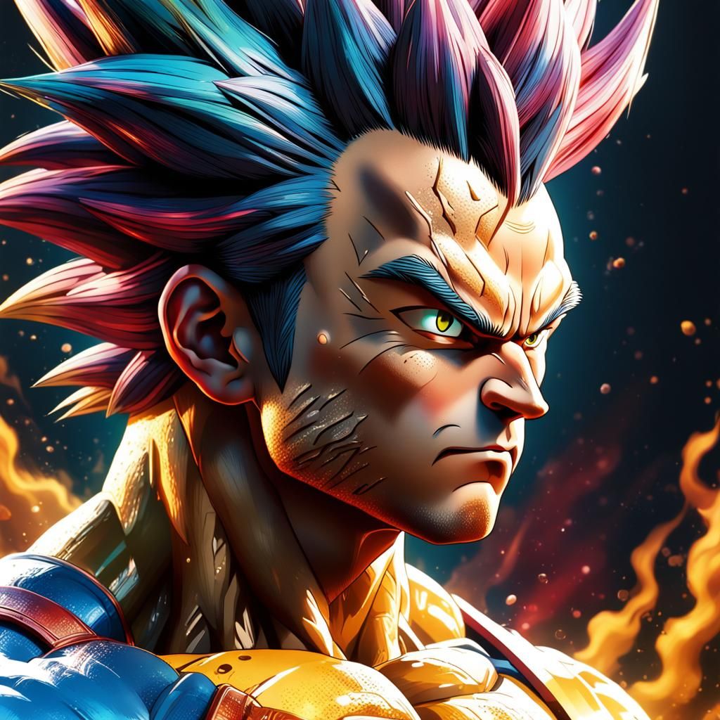 Hyperrealistic Vegeta Super Saiyan 4 Splash Art