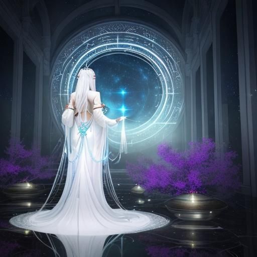 Celestial Being in Divine Palace: Ethereal Portrait