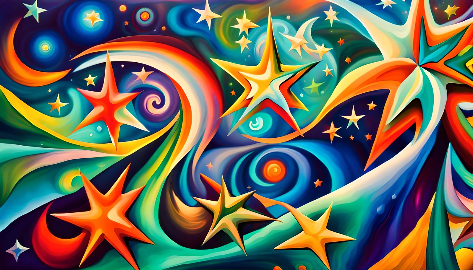 Iridescent Stars Connected in Electromagnetic Plasma Maelstr...