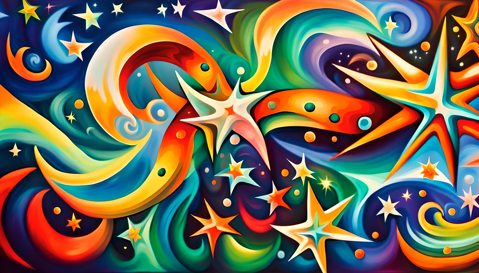 Iridescent Macro Stars in Electro Magnetic Plasma, Impasto S...