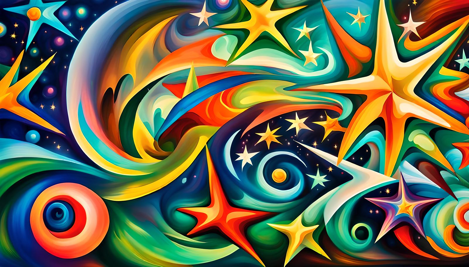 Iridescent Macro Photograph of Swirling Stars in Impasto