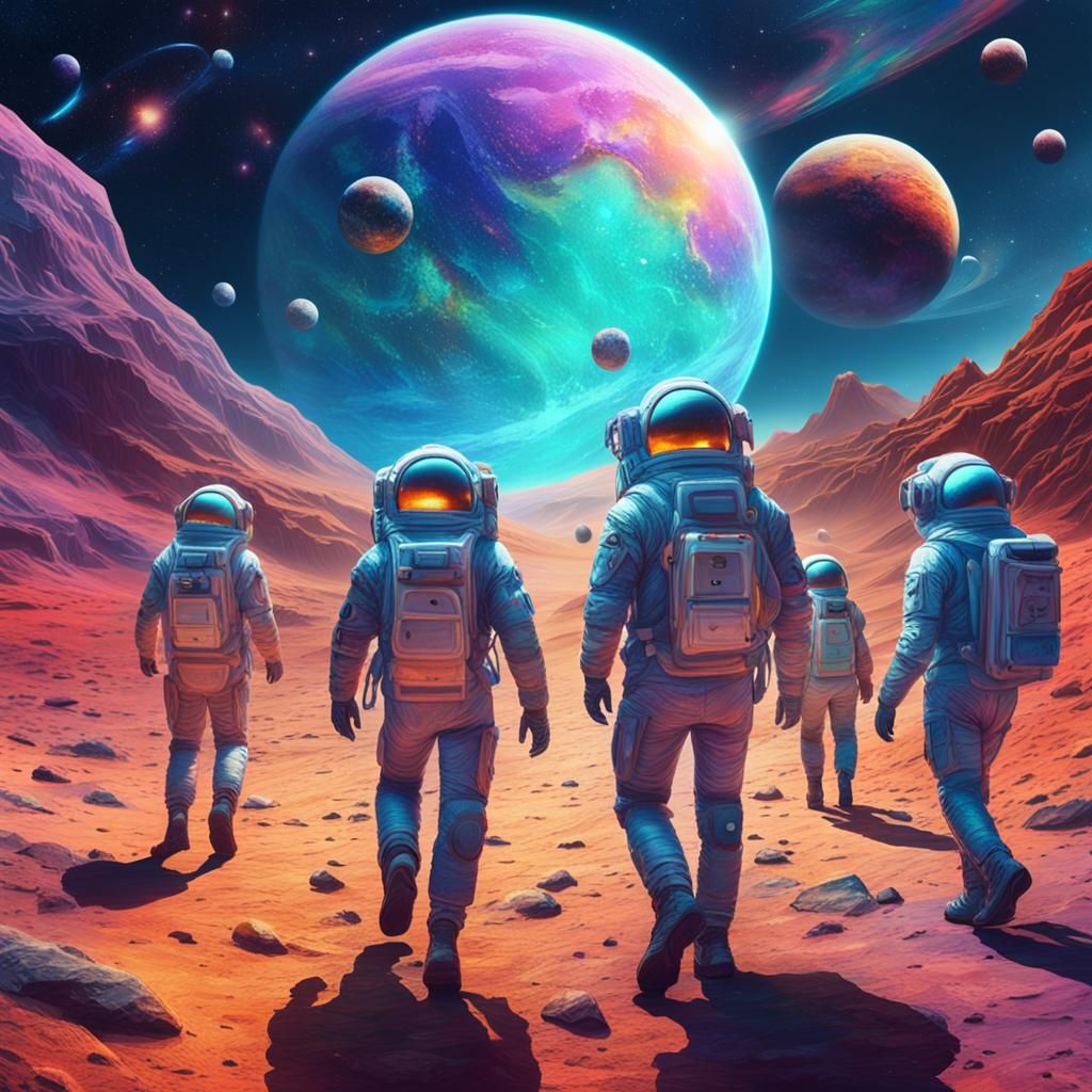 Astronauts Explore Alien Planet in Cosmic Illustration