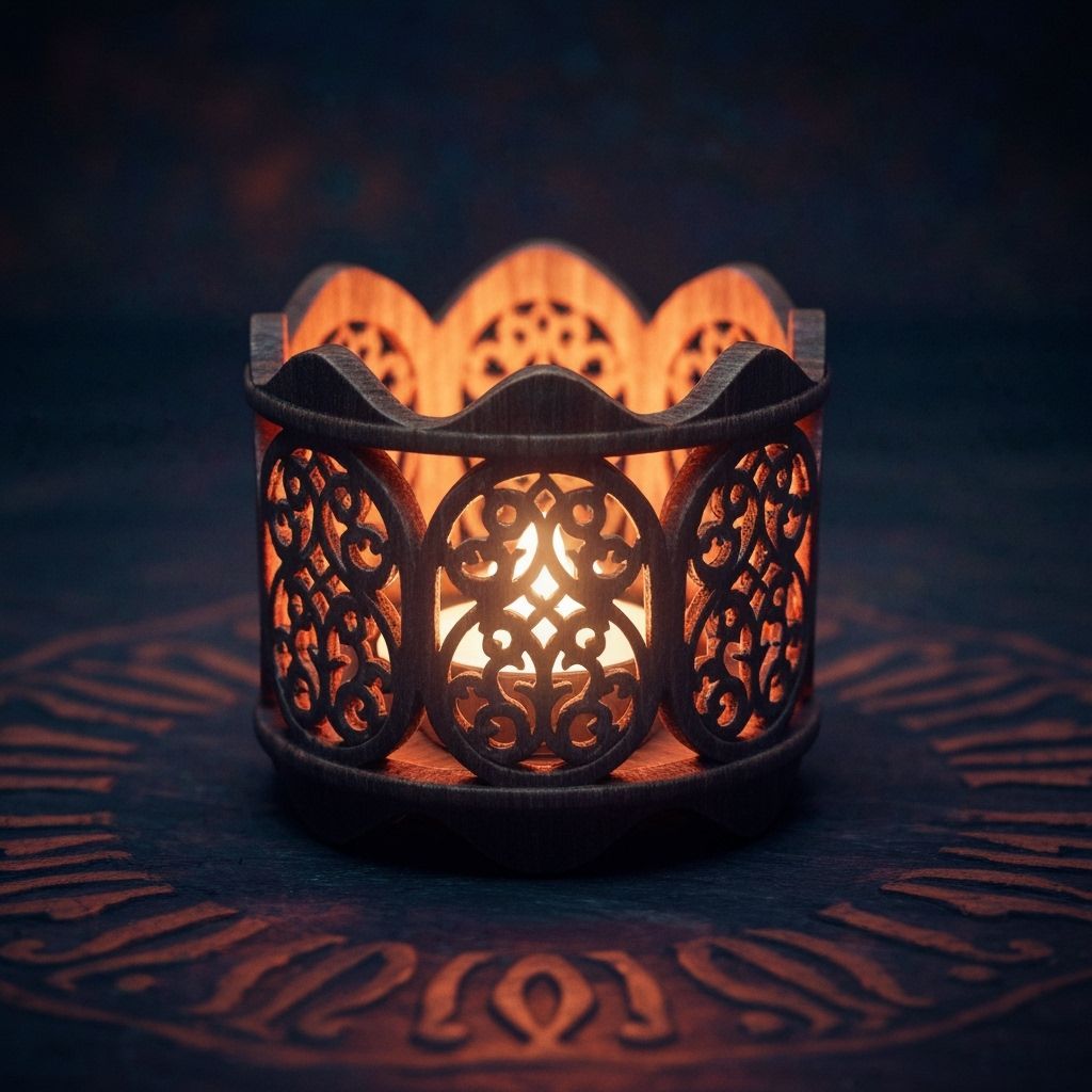 Illuminated Carved Wooden Tea Light Holder